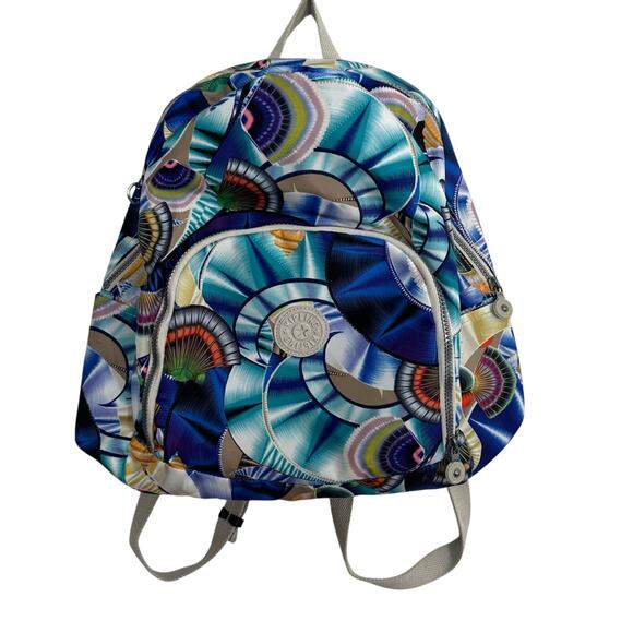Kipling Large Backpack Ocean Daydream Seashell Print‎ Vibrant Colorful School - Picture 1 of 13